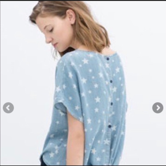 Zara Trafaluc Denim Star Top - Picture 2 of 4